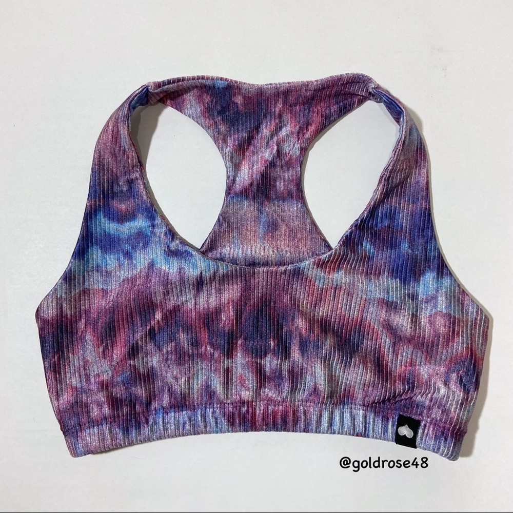 Booty by Brabants Effortless sports bra purple and pink tie dye